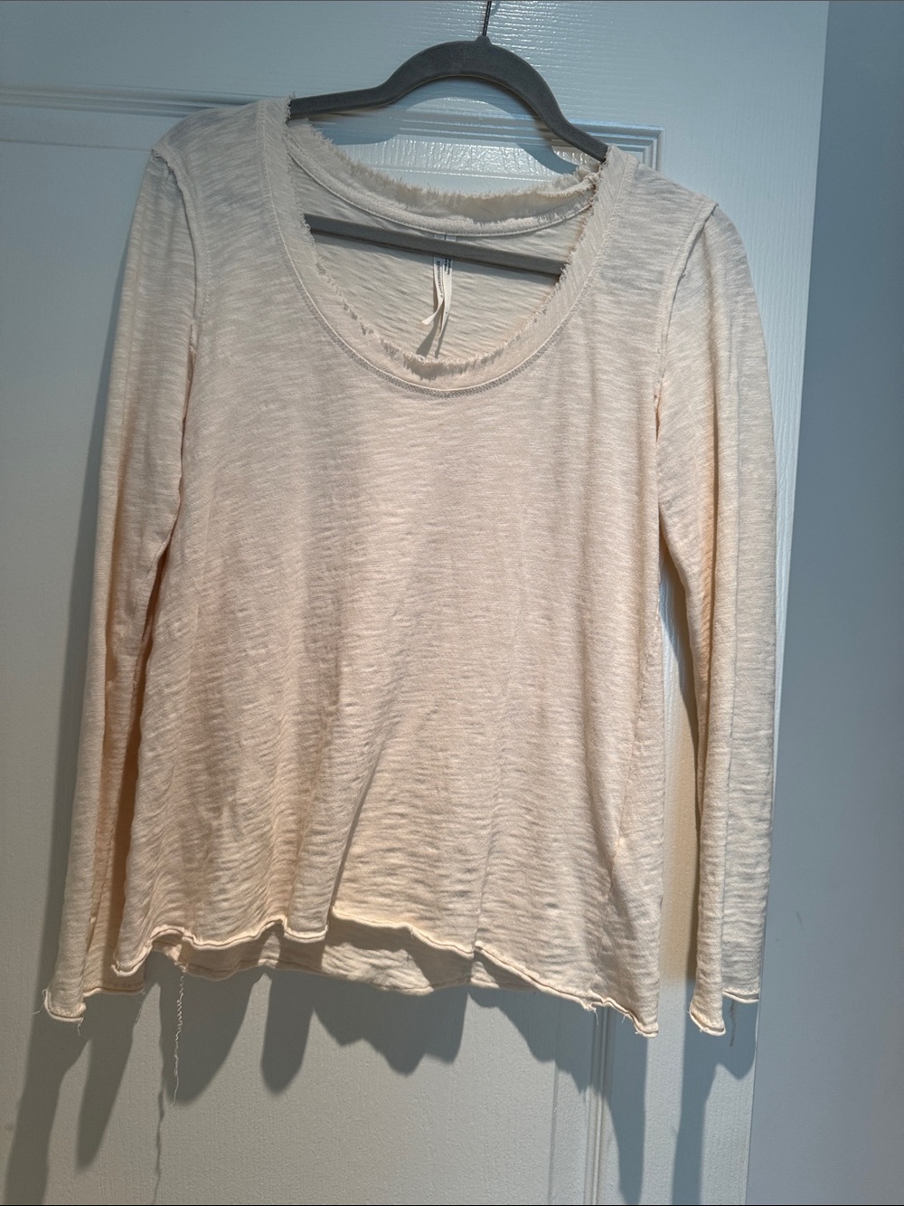 Anthropologie Raw Edge Scoop Neck Tee in Ivory